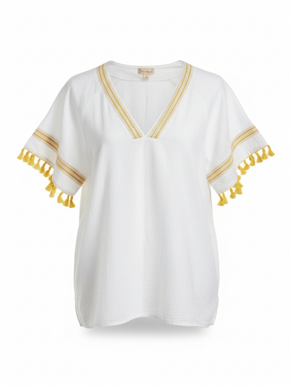 Hem& Thread Embroidered Mexican Peasant Top Size Small 100% Cotton Mexicana